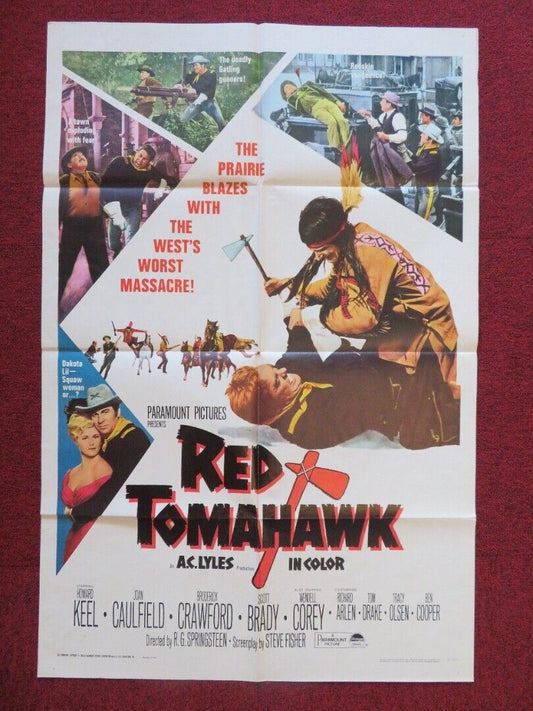 RED TOMAHAWK FOLDED US ONE SHEET POSTER HOWARD KEEL JAON CAULFIELD 1966 Movie posters