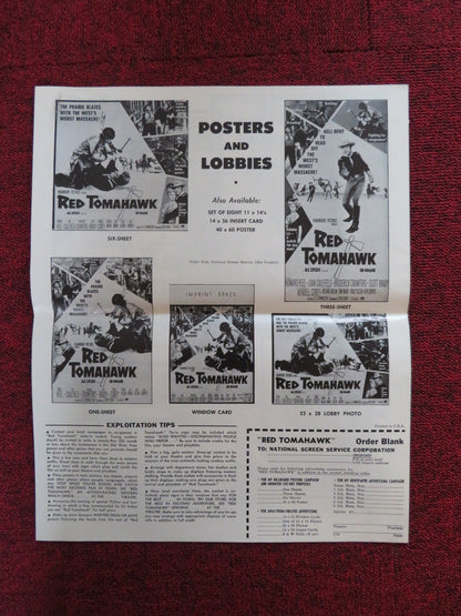 RED TOMAHAWK UNCUT PARAMOUNT FOLDED PRESS BOOK HOWARD KEEL JOAN CAULFIELD 1966 Rendezvous Cinema Movie posters