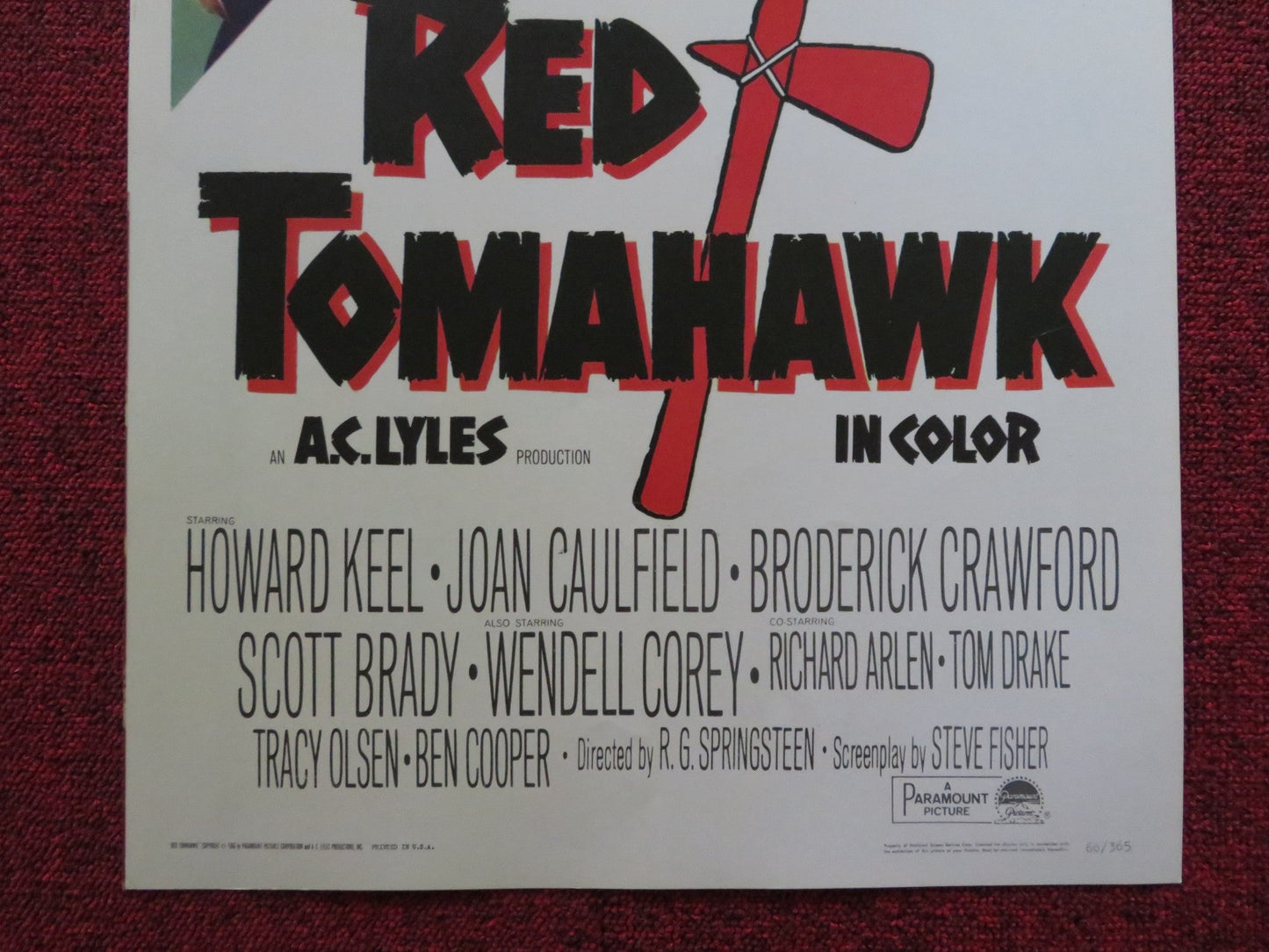 RED TOMAHAWK US INSERT (14"x 36") POSTER HOWARD KEEL JOAN CAULFIELD 1966 Rendezvous Cinema Movie posters