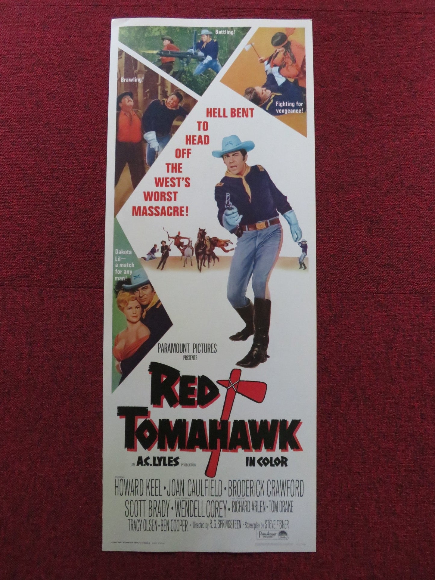 RED TOMAHAWK US INSERT (14"x 36") POSTER HOWARD KEEL JOAN CAULFIELD 1966 Rendezvous Cinema Movie posters