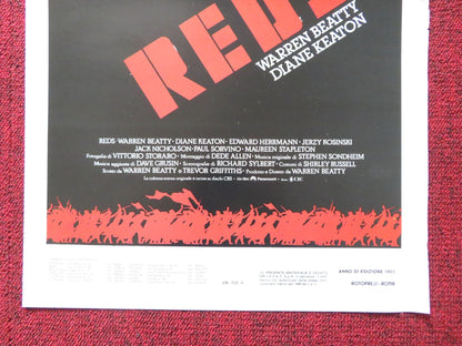 REDS ITALIAN LOCANDINA POSTER WARREN BEATTY DIANE KEATON 1982 Rendezvous Cinema Movie posters