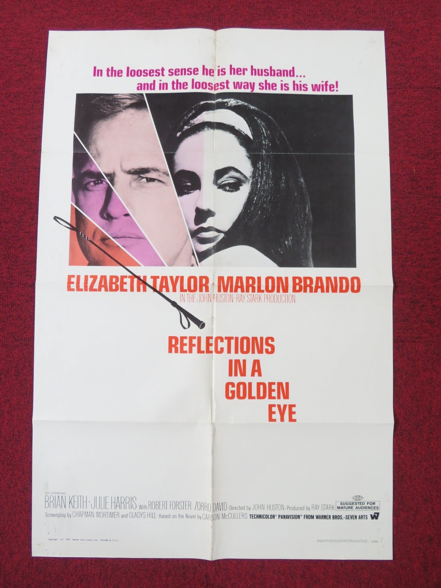 REFLECTIONS IN A GOLDEN EYE FOLDED US ONE SHEET POSTER ELIZABETH TAYLOR 1967 Rendezvous Cinema Movie posters