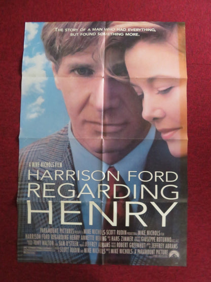 REGARDING HENRY FOLDED US ONE SHEET POSTER HARRISON FORD ANNETTE BENING 1991 Rendezvous Cinema Movie posters