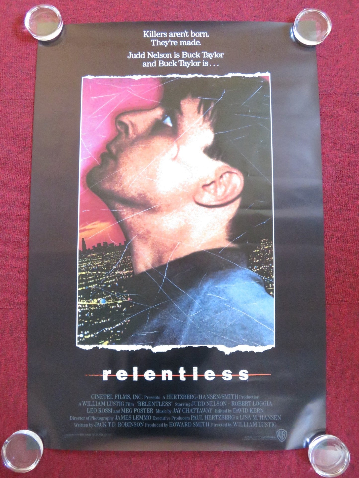 RELENTLESS US ONE SHEET ROLLED POSTER JUDD NELSON ROBERT LOGGIA 1989 Rendezvous Cinema Movie posters