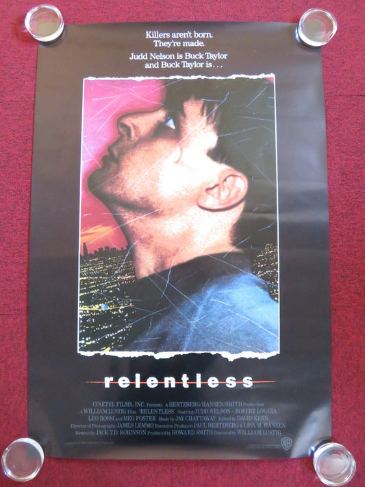 RELENTLESS US ONE SHEET ROLLED POSTER JUDD NELSON ROBERT LOGGIA 1989 Rendezvous Cinema Movie posters