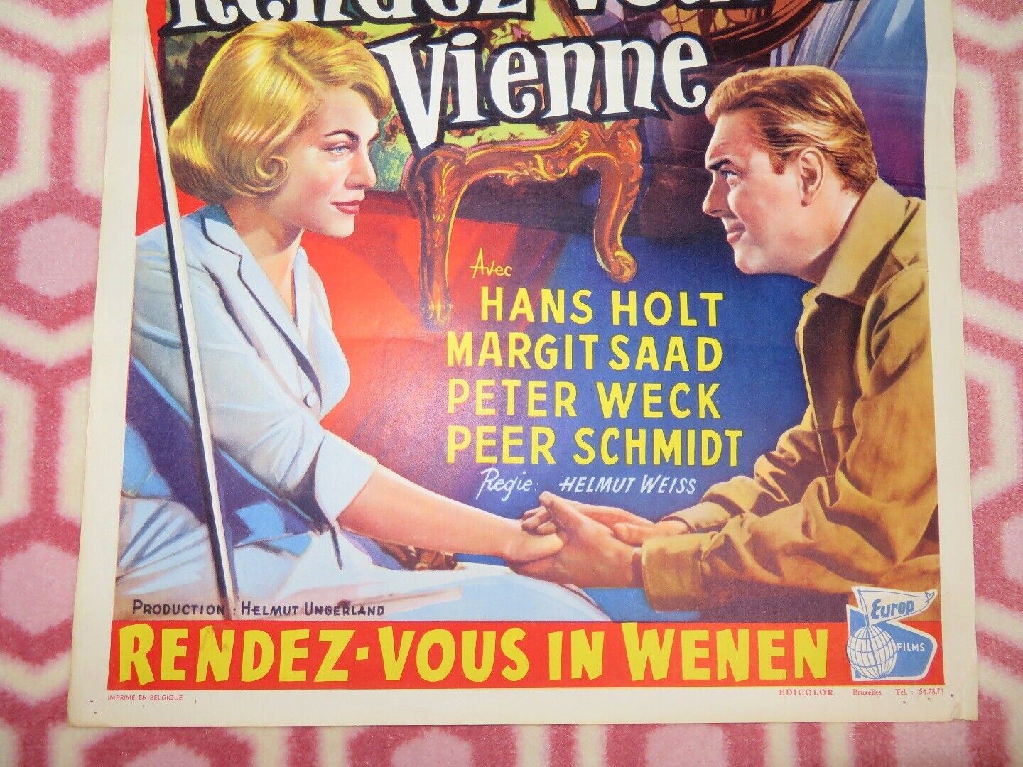 RENDEZ - VOUS A VIENNE/ Rendezvous in Wien BELGIUM (21.5"x14) POSTER HANS HOLT '59 Movie posters