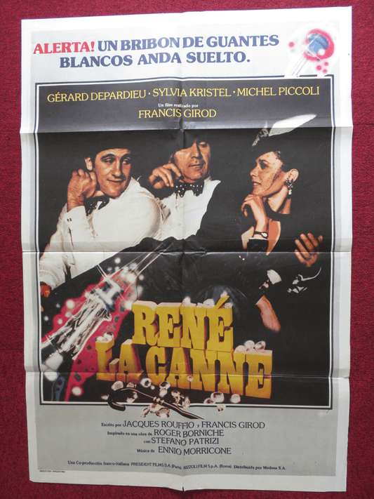 RENE LA CANE FOLDED ARGENTINA ONE SHEET POSTER GERARD DEPARDIEU SYLVIA KRISTEL Rendezvous Cinema Movie posters