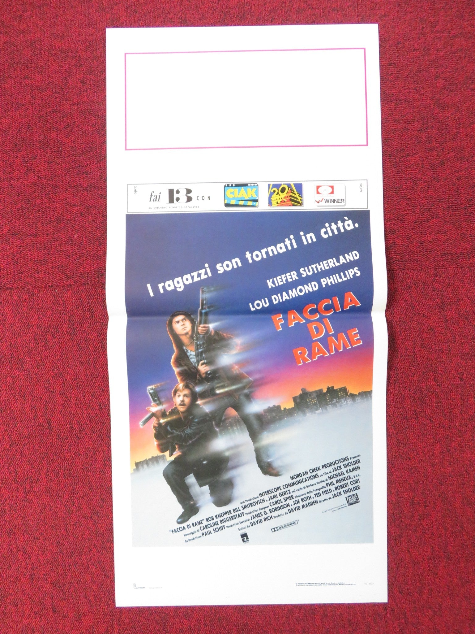 RENEGADES ITALIAN LOCANDINA POSTER LOU DIAMOND PHILLIPS KIEFER SUTHERLAND 1989 Rendezvous Cinema Movie posters