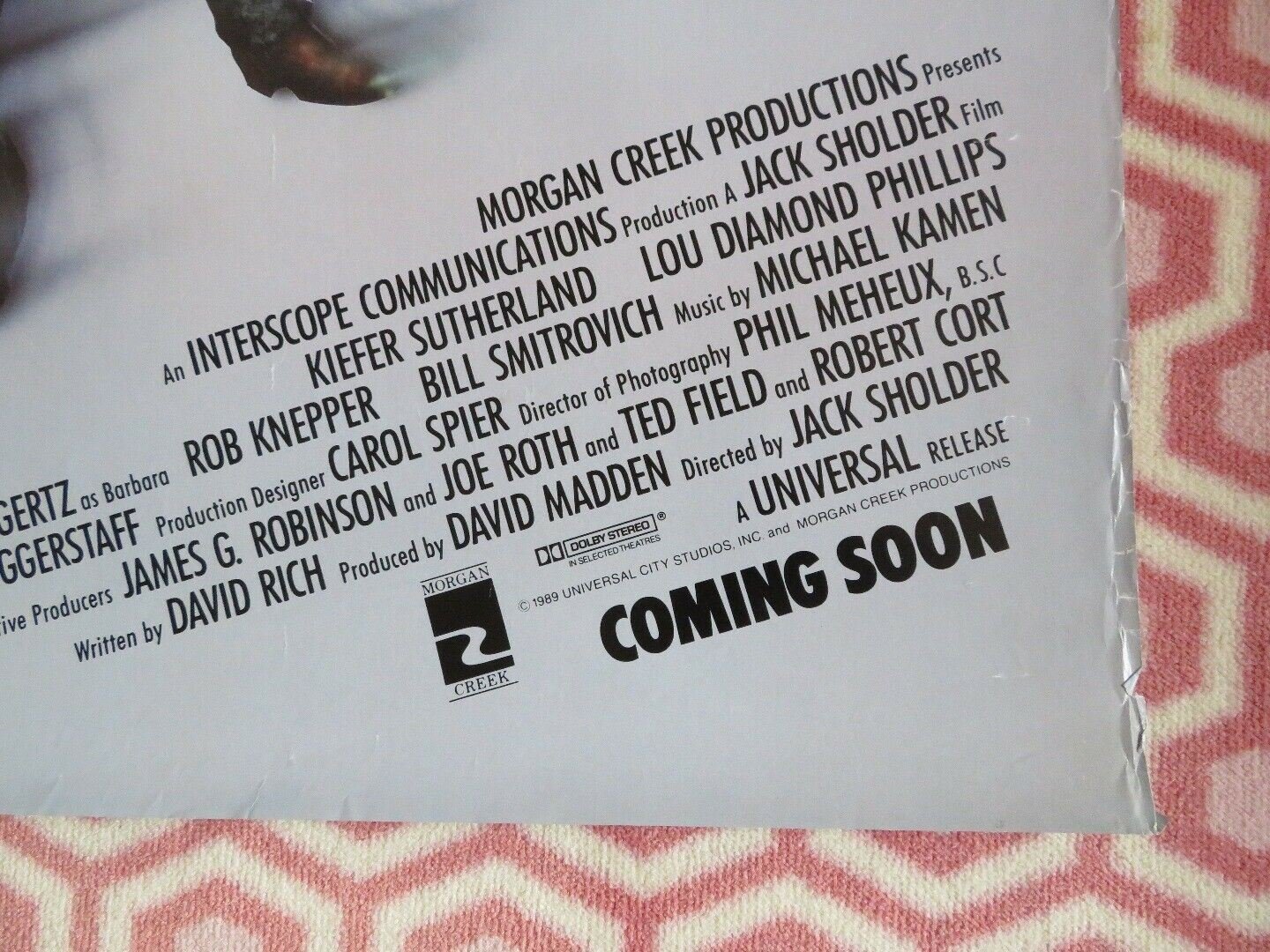 RENEGADES US ONE SHEET ROLLED POSTER JAMI GETZ KEIFER SUTHERLAND 1989 Movie posters