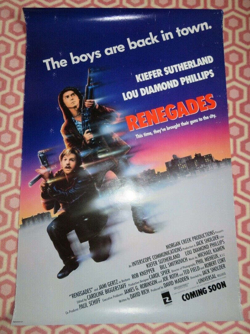 RENEGADES US ONE SHEET ROLLED POSTER JAMI GETZ KEIFER SUTHERLAND 1989 Movie posters