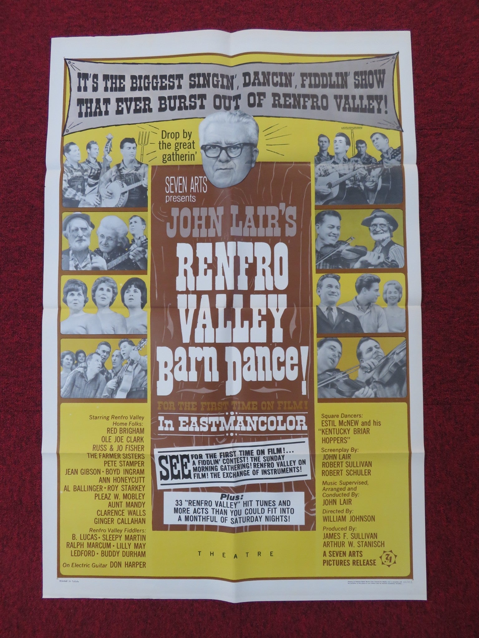 RENFRO VALLEY BARN DANCE FOLDED US ONE SHEET POSTER JOHN LAIR R. SULLIVAN 1966 Rendezvous Cinema Movie posters