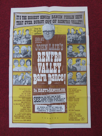 RENFRO VALLEY BARN DANCE FOLDED US ONE SHEET POSTER JOHN LAIR R. SULLIVAN 1966 Rendezvous Cinema Movie posters