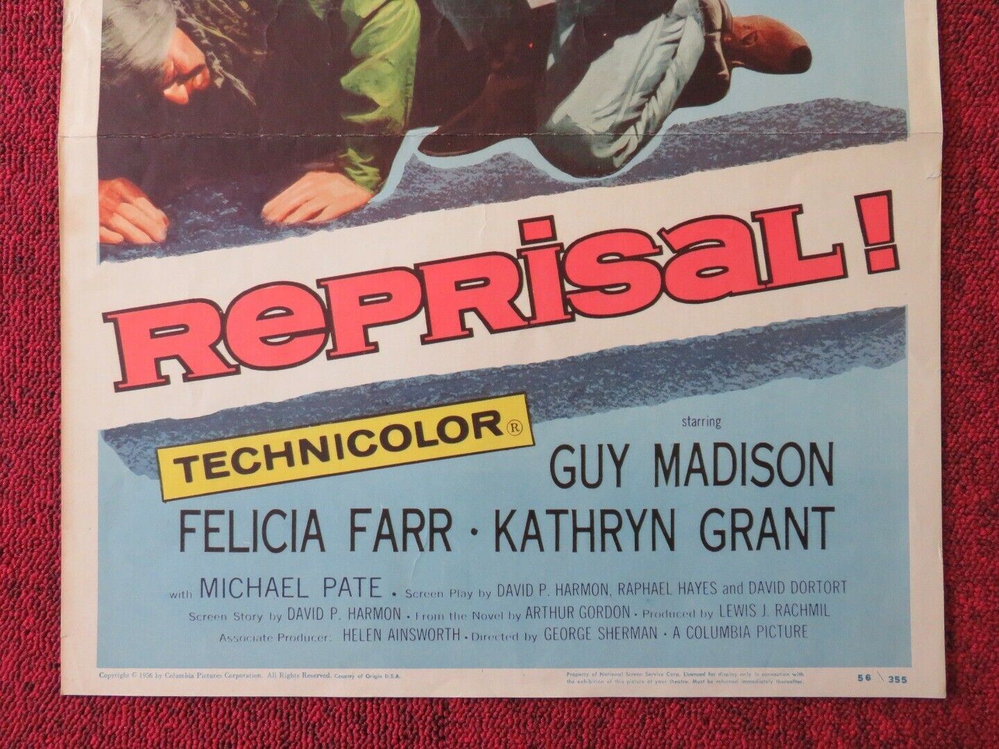 REPRISAL! US INSERT (14"x 36") POSTER GUY MADISON FELCIA FARR 1956 Movie posters