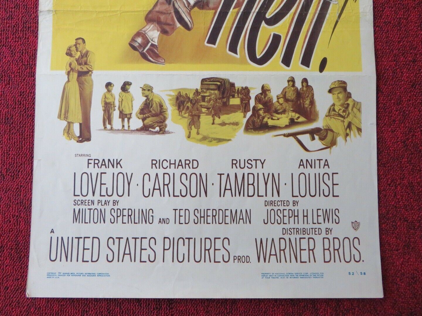 RETREAT HELL US INSERT (14"x 36") POSTER FRANK LOVEJOY RICHARD CARLSON 1952 Movie posters
