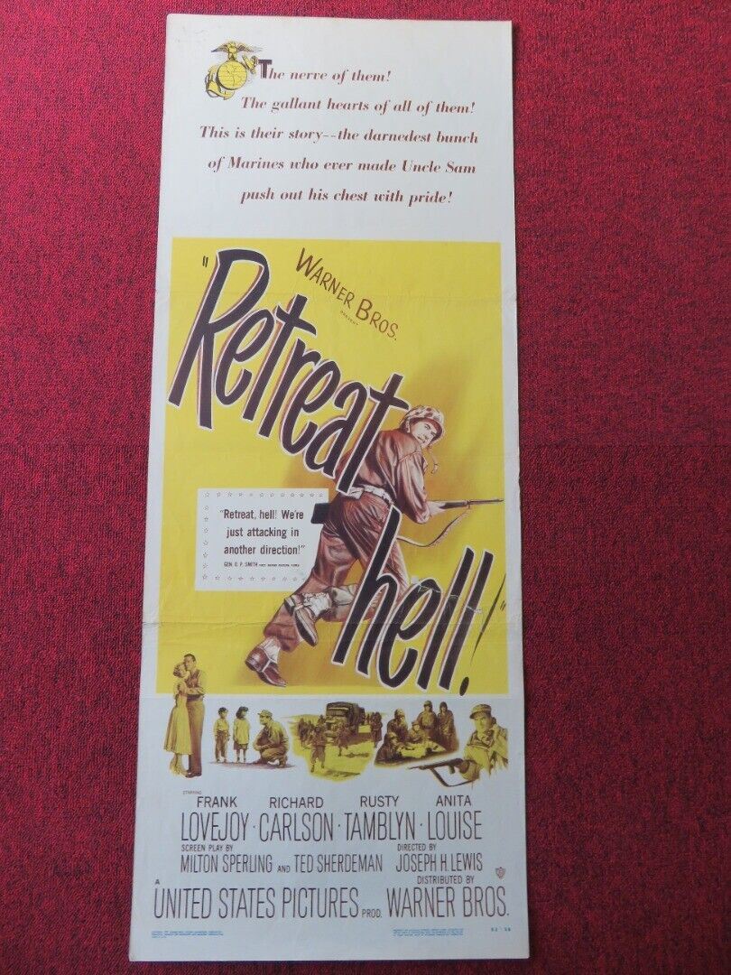 RETREAT HELL US INSERT (14"x 36") POSTER FRANK LOVEJOY RICHARD CARLSON 1952 Movie posters
