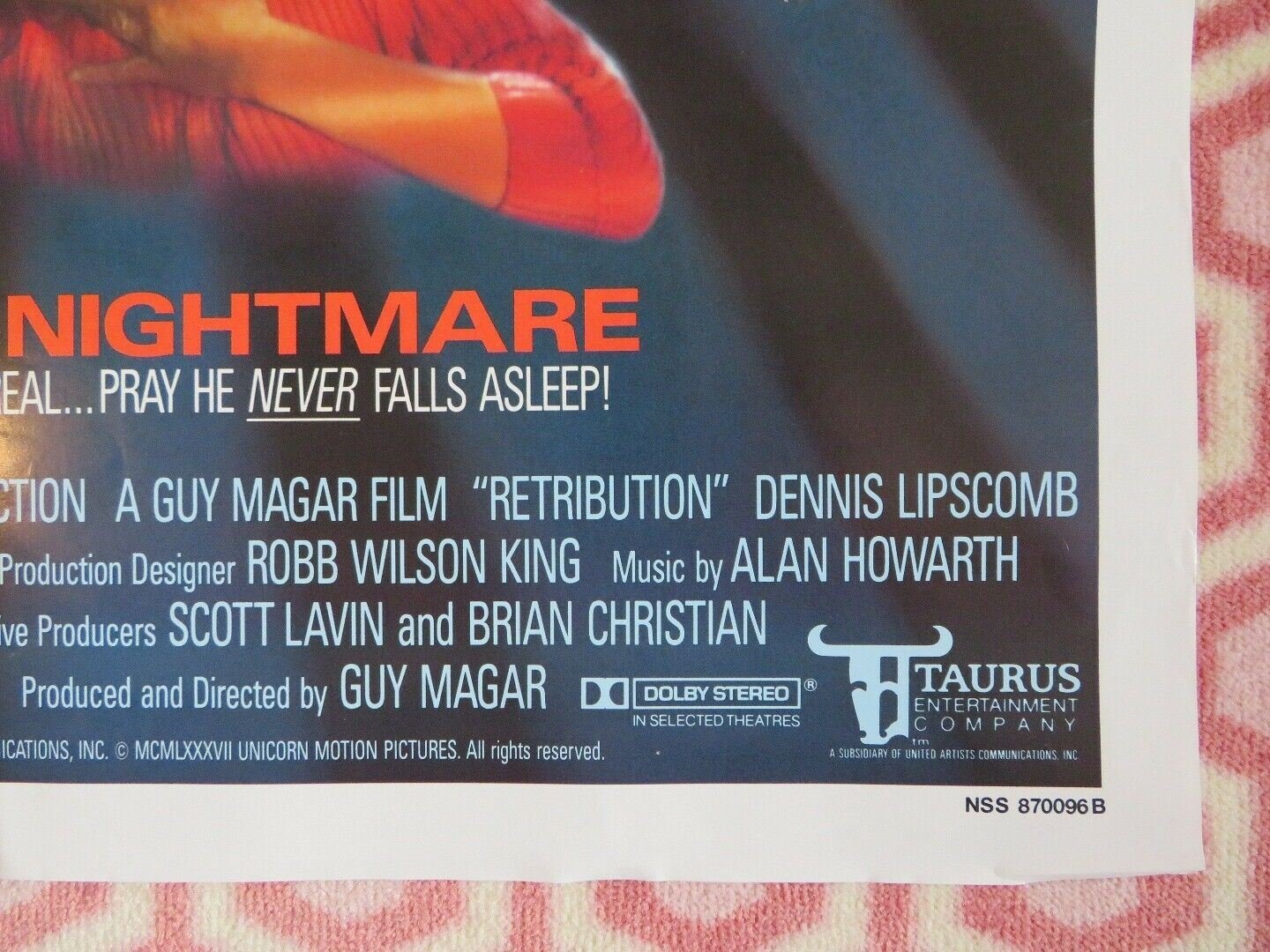 RETRIBUTION US ONE SHEET POSTER DENNIS LIPSCOMB 1987 Movie posters