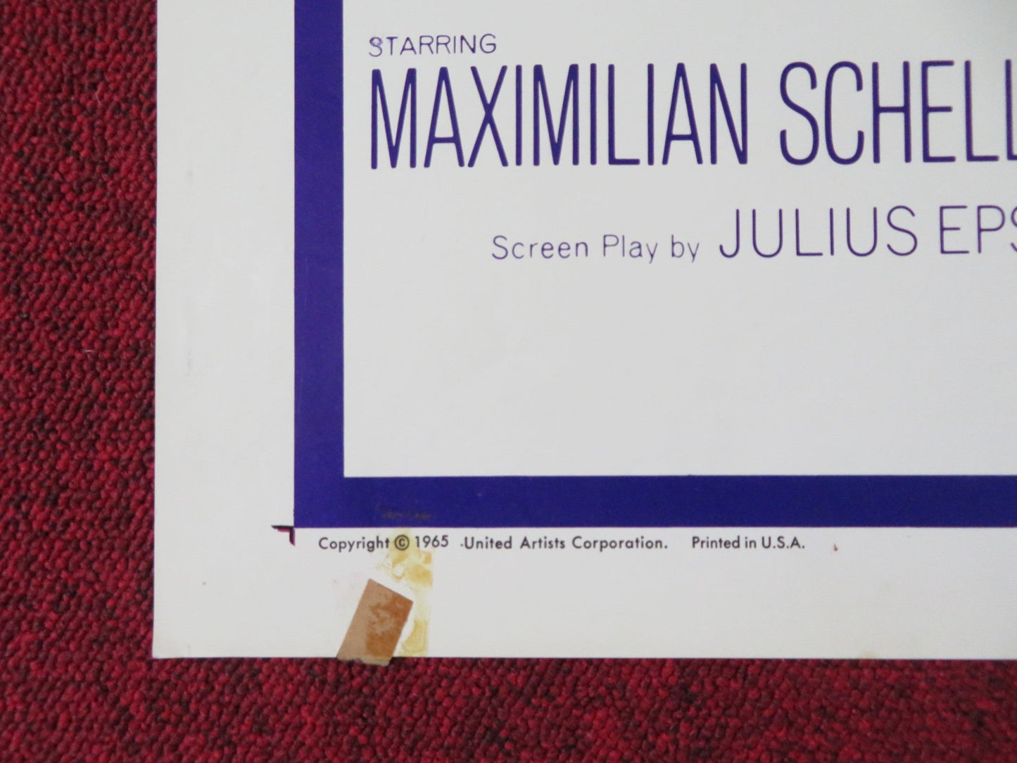 RETURN FROM THE ASHES FOLDED US ONE SHEET POSTER MAXIMILIAN SCHELL S. EGGAR 1965 Rendezvous Cinema Movie posters