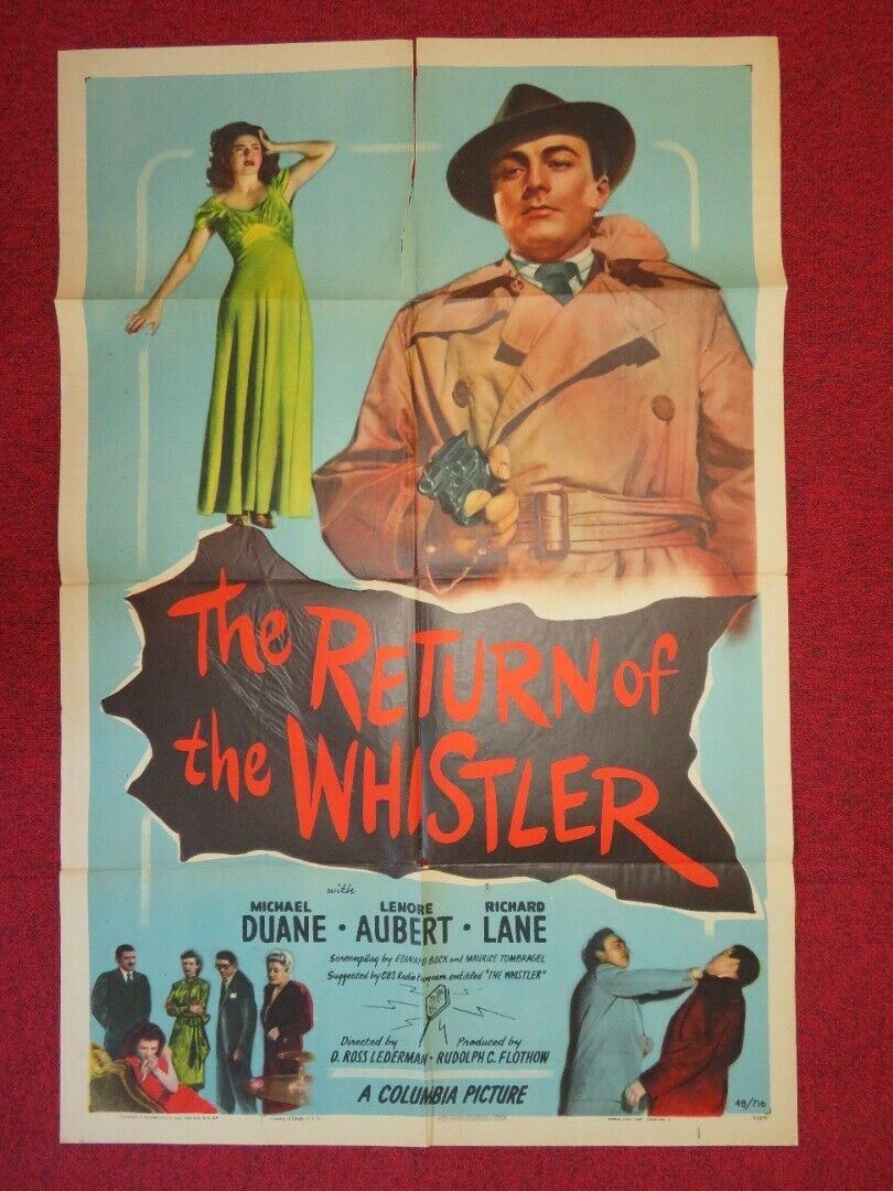 RETURN OF THE WHISTLER FOLDED US ONE SHEET POSTER MICHAEL DUANE 1948 Movie posters
