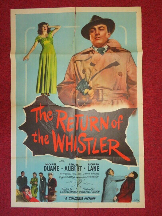 RETURN OF THE WHISTLER FOLDED US ONE SHEET POSTER MICHAEL DUANE 1948 Movie posters