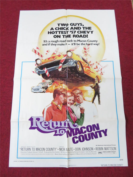 RETURN TO MACON COUNTY FOLDED US ONE SHEET POSTER NICK NOLTE DON JOHNSON 1975 Rendezvous Cinema Movie posters