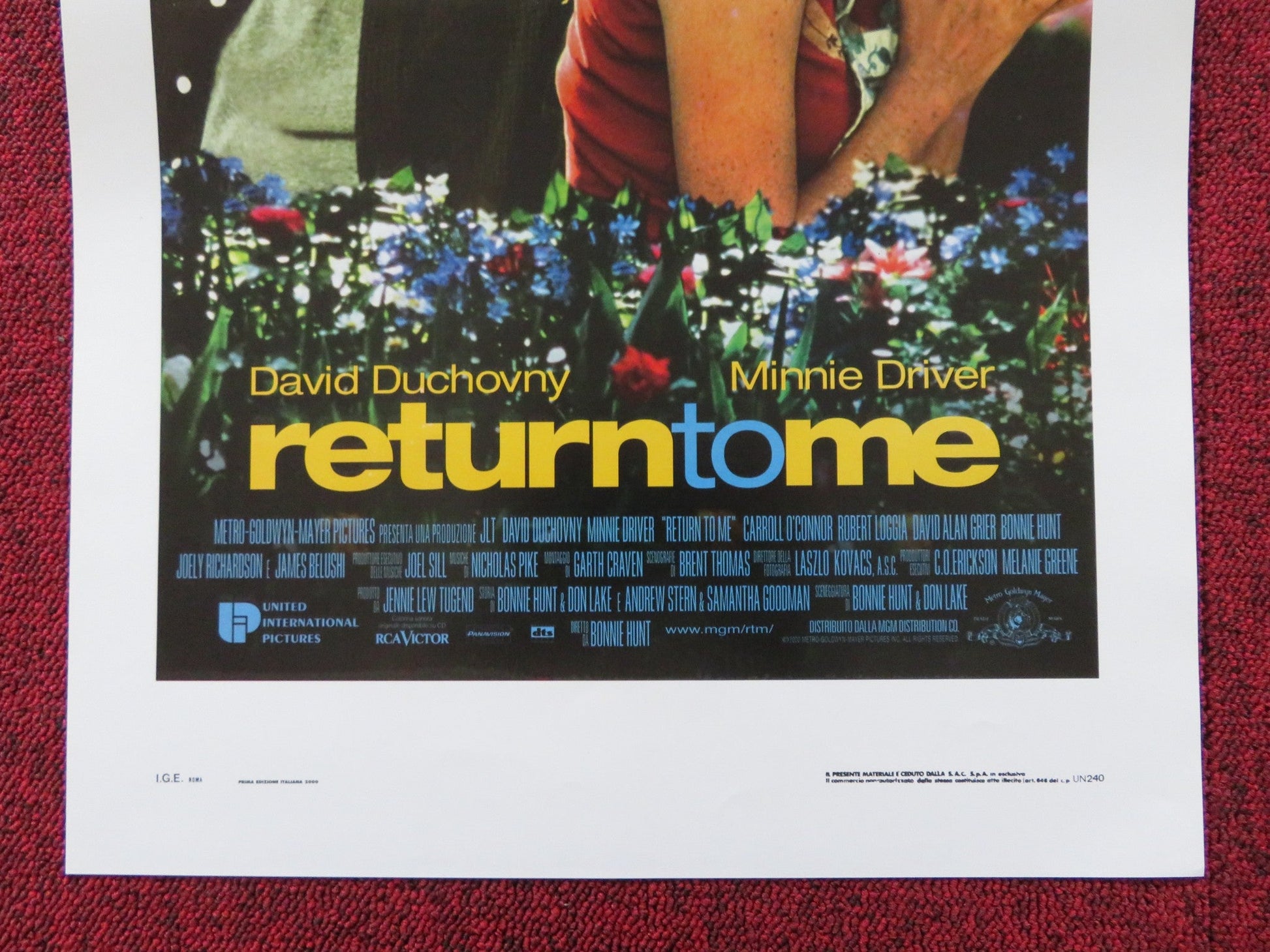 RETURN TO ME ITALIAN LOCANDINA POSTER DAVID DUCHOVNY MINNIE DRIVER 2000 Rendezvous Cinema Movie posters