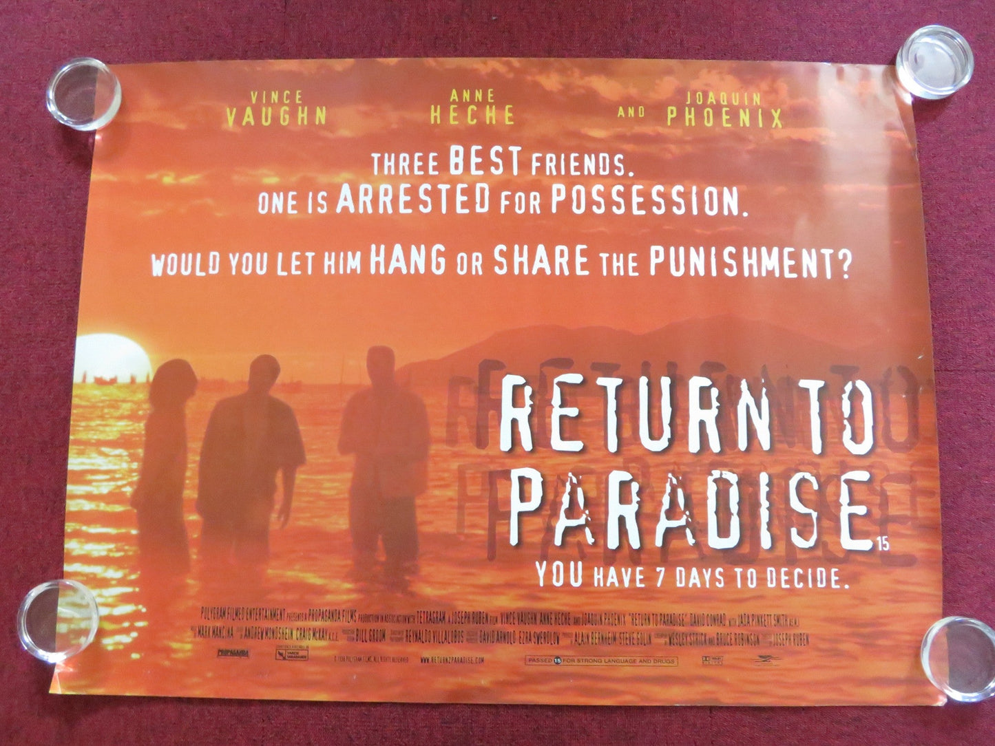RETURN TO PARADISE UK QUAD (30"x40") ROLLED POSTER VINCE VAUGHN JOAQUIN PHOENIX Rendezvous Cinema Movie posters