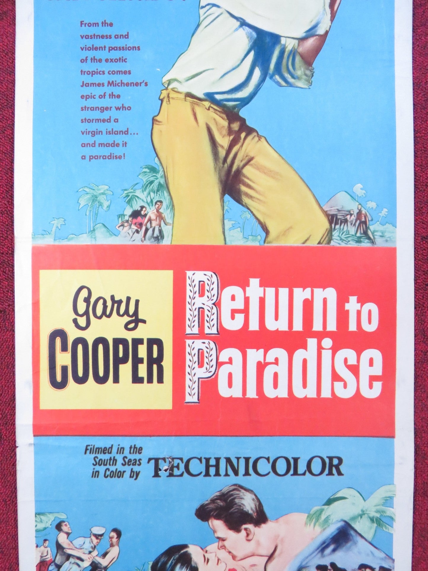 RETURN TO PARADISE US INSERT (14"x 36") POSTER GARY COOPER BARRY JONES 1953 Rendezvous Cinema Movie posters