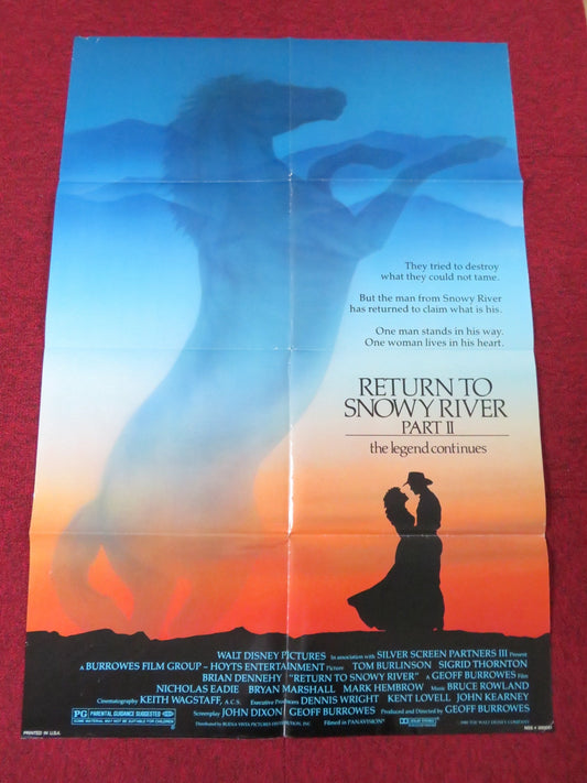 RETURN TO SNOWY RIVER FOLDED US ONE SHEET POSTER DISNEY TOM BURLINSON 1988 Rendezvous Cinema Movie posters