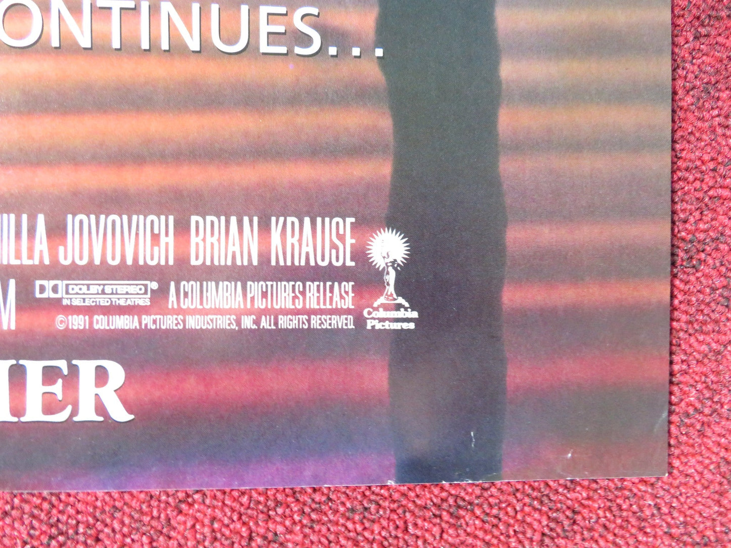 RETURN TO THE BLUE LAGOON FOLDED US ONE SHEET POSTER MILLA JOVOVICH KRAUSE 1991 Rendezvous Cinema Movie posters