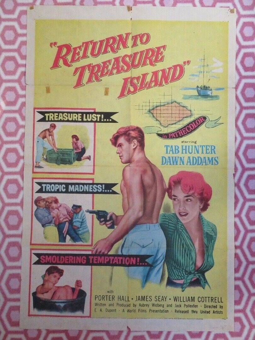 RETURN TO TREASURE ISLAND US ONE SHEET POSTER 1954 TAB HUNTER Rendezvous Cinema Movie posters