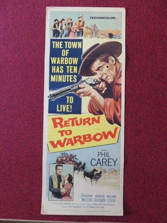 RETURN TO WARBOW US INSERT (14"x 36") POSTER PHILIP CAREY 1957 Movie posters