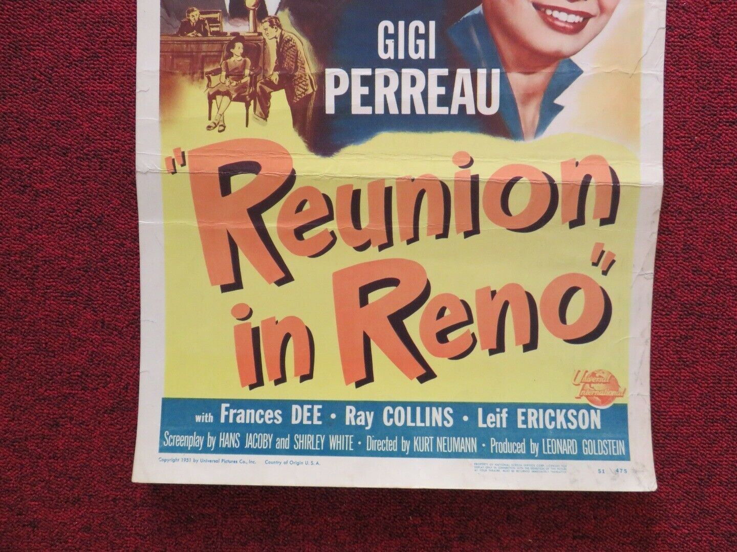 REUNION IN RENO US INSERT (14"x 36") POSTER MARK STEVENS PEGGY DOW 1951 Movie posters