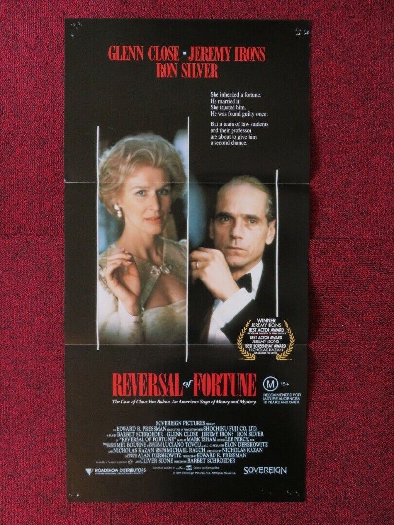 REVERSAL OF FORTUNE FOLDED AUSTRALIAN DAYBILL POSTER GLENN CLOSE JEREMY IRONS Movie posters