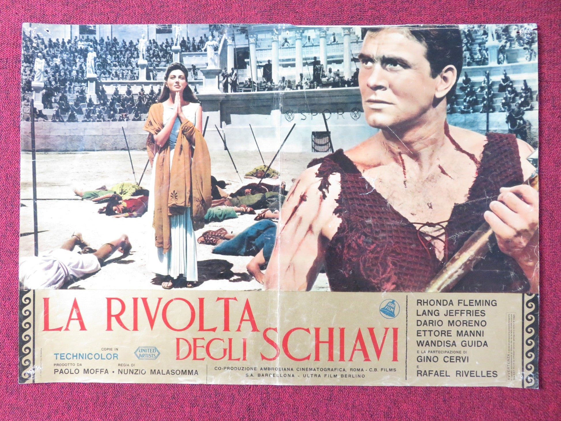 REVOLT OF THE SLAVES - E ITALIAN FOTOBUSTA POSTER R. FLEMING LANG JEFFRIES 1960 Rendezvous Cinema Movie posters