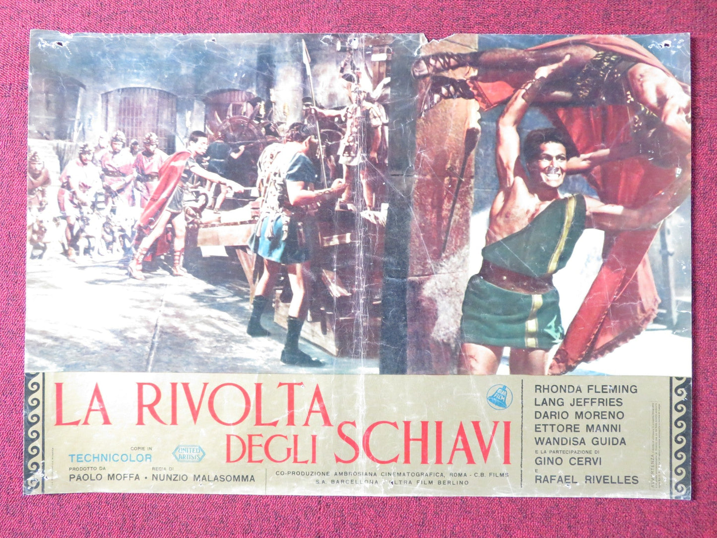 REVOLT OF THE SLAVES - F ITALIAN FOTOBUSTA POSTER R. FLEMING LANG JEFFRIES 1960 Rendezvous Cinema Movie posters