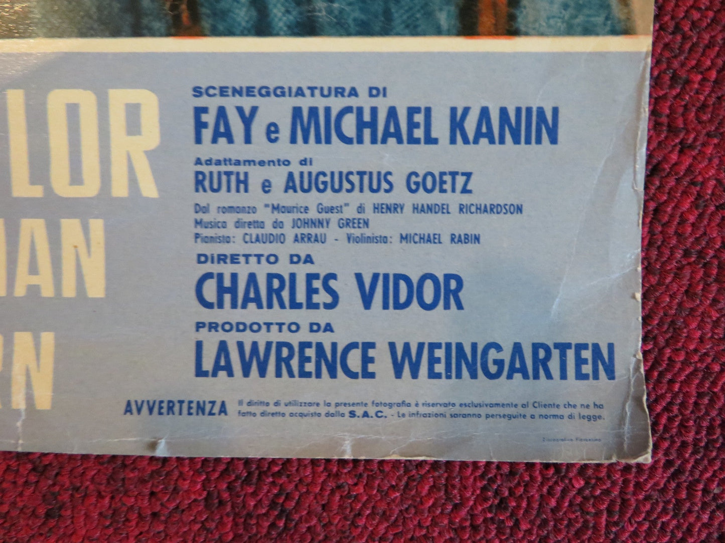 RHAPSODY ITALIAN FOTOBUSTA POSTER ELIZABETH TAYLOR VITTORIO GASSMAN 1954 Rendezvous Cinema Movie posters