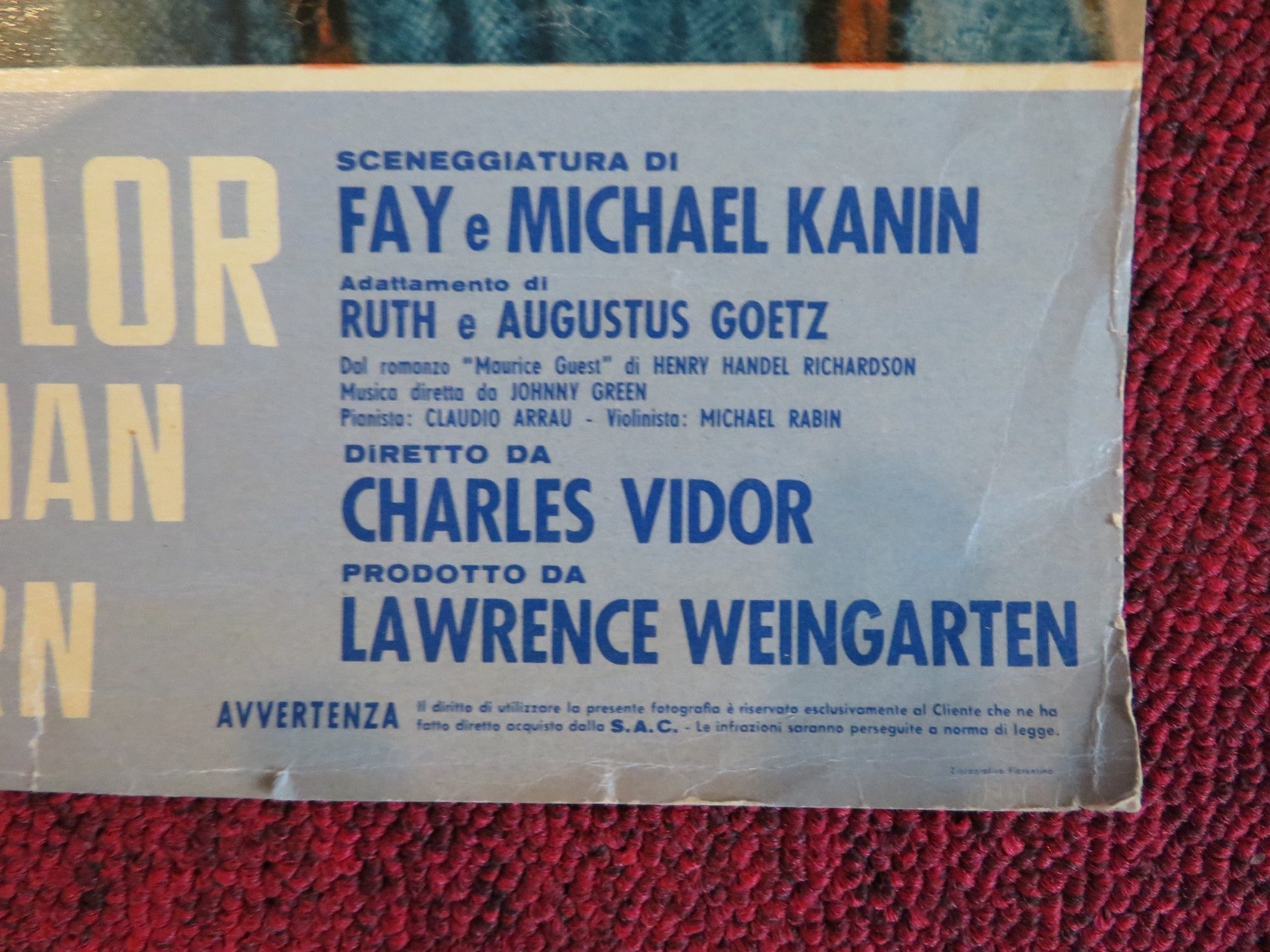 RHAPSODY ITALIAN FOTOBUSTA POSTER ELIZABETH TAYLOR VITTORIO GASSMAN 1954 Rendezvous Cinema Movie posters