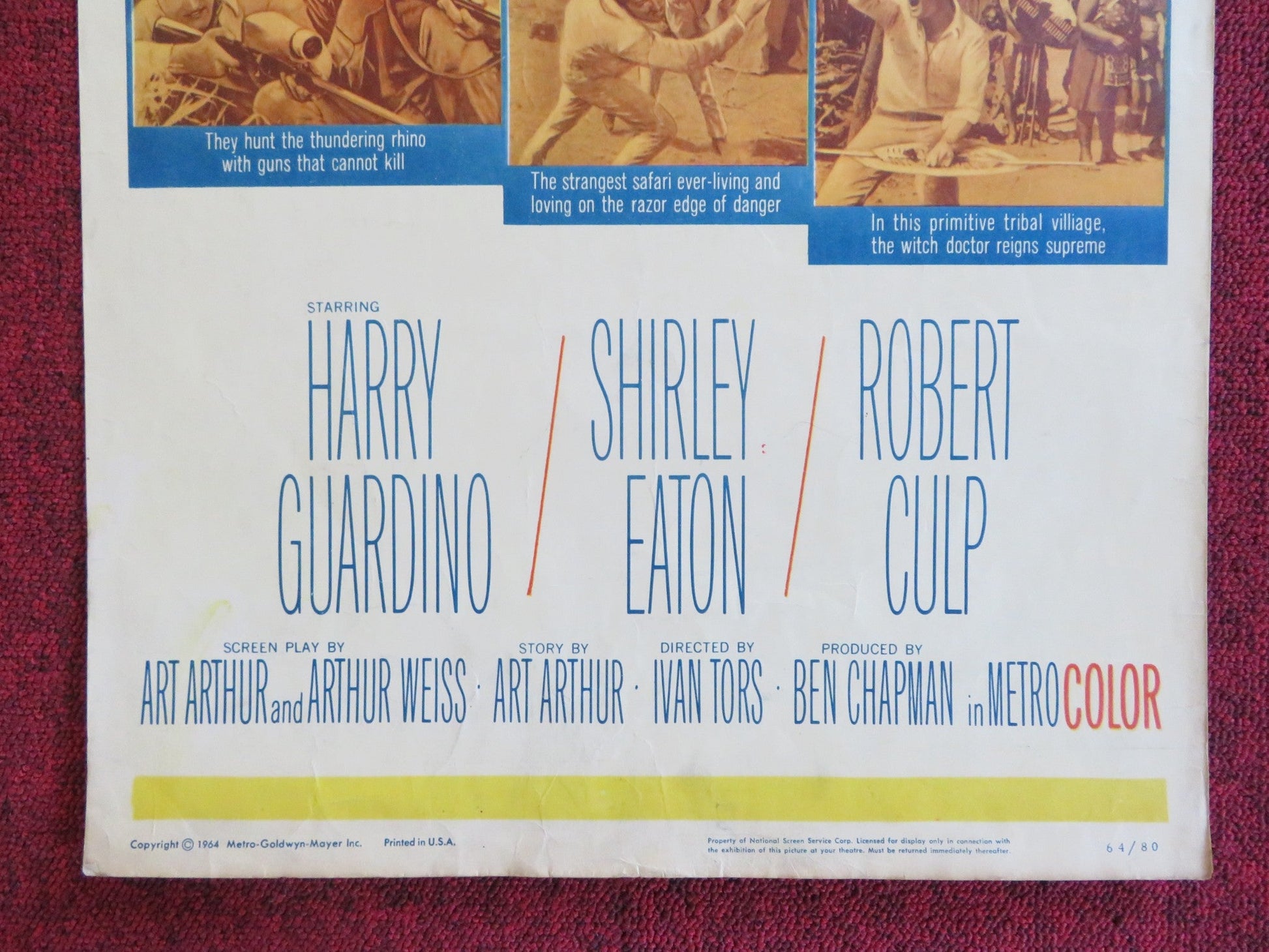 RHINO! US INSERT (14"x 36") POSTER HARRY GUARDINO SHIRLEY EATON 1964 Rendezvous Cinema Movie posters