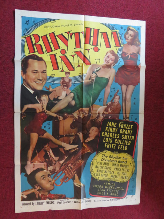 RHYTHM INN FOLDED US ONE SHEET POSTER JANE FRAZEE KIRBY GRANT 1951 Rendezvous Cinema Movie posters