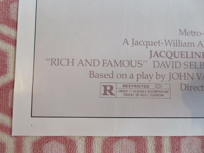 RICH AND FAMOUS US ONE SHEET POSTER JACQUELINE BISSET CANDICE BERGEN 1981 Movie posters