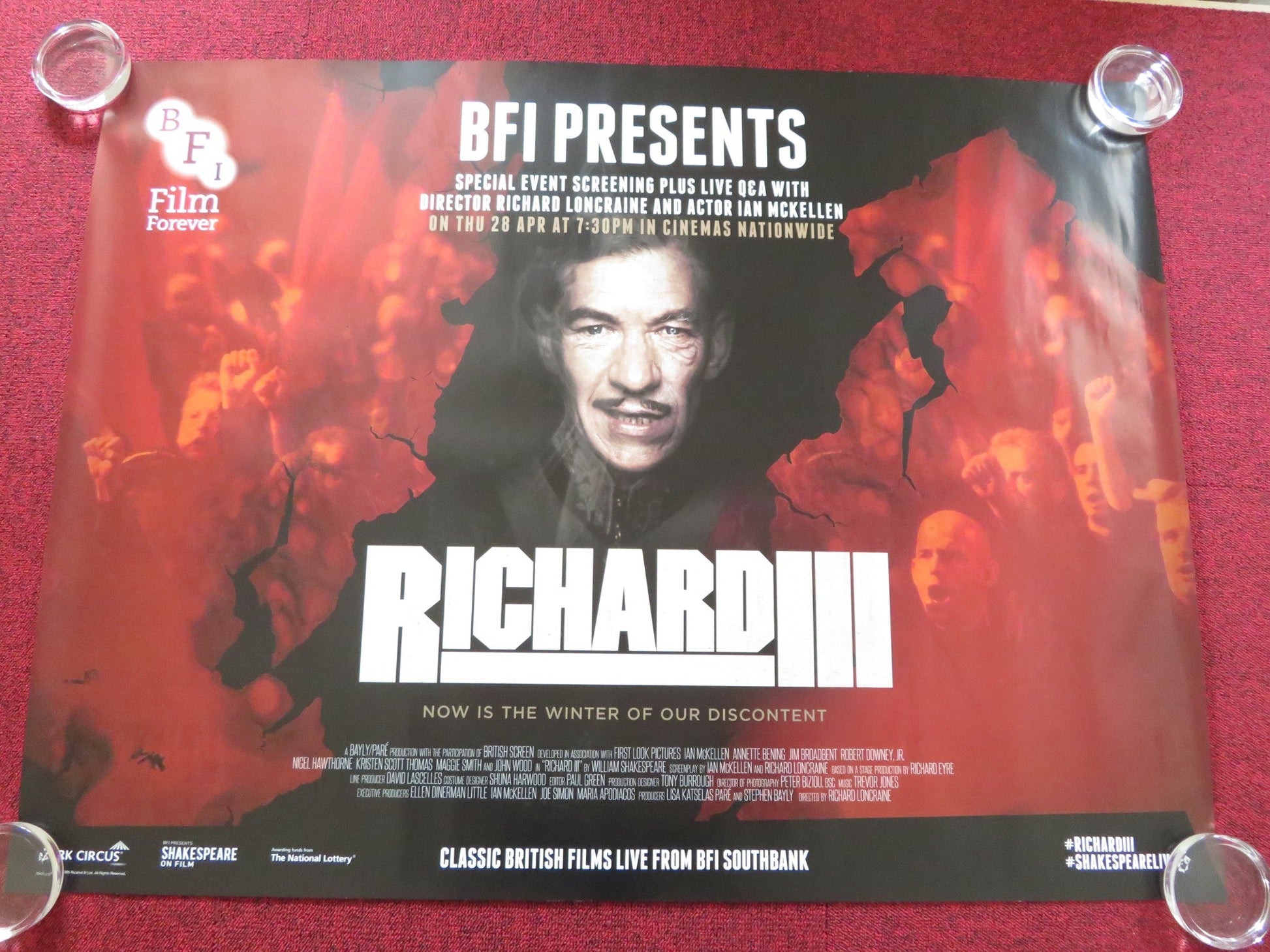 RICHARD III UK QUAD (30"x 40") ROLLED POSTER IAN MCKELLEN BILL PATERSON 1995 Rendezvous Cinema Movie posters