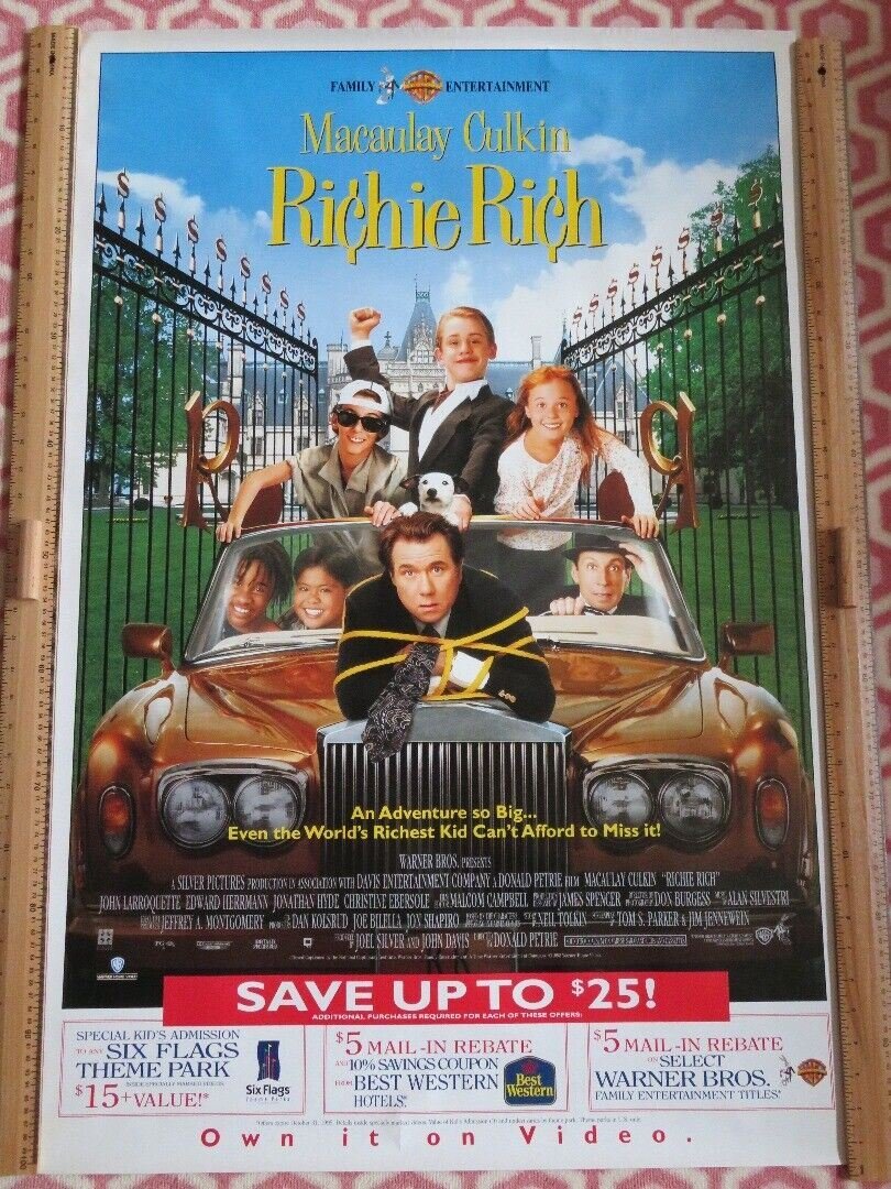 RICHIE RICH VHS VIDEO US ONE SHEET ROLLED POSTER MACAULAY CULKIN 1994 Rendezvous Cinema Movie posters