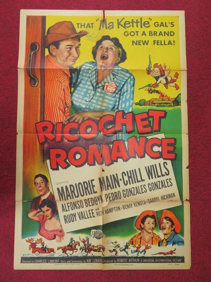 RICOCHET ROMANCE FOLDED US ONE SHEET POSTER MARJORIE MAIN CHILL WILLS 1954 Movie posters