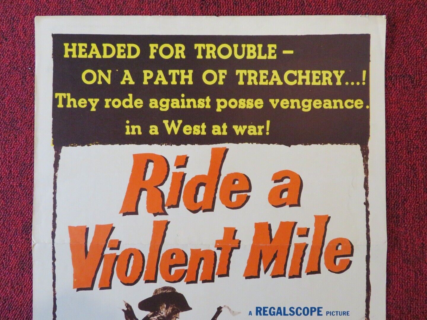 RIDE A VIOLENT MILE US INSERT (14"x 36") POSTER JOHN AGAR PENNY EDWARDS 1957 Movie posters