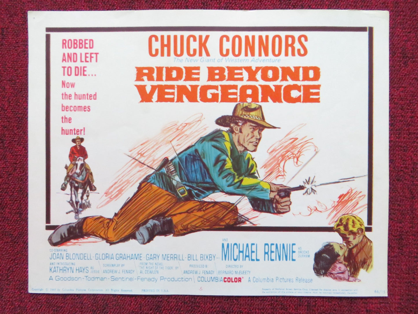 RIDE BEYOND VENGEANCE US LOBBY CARD FULL SET CHUCK CONNORS MICHAEL RENNIE 1966 Rendezvous Cinema Movie posters