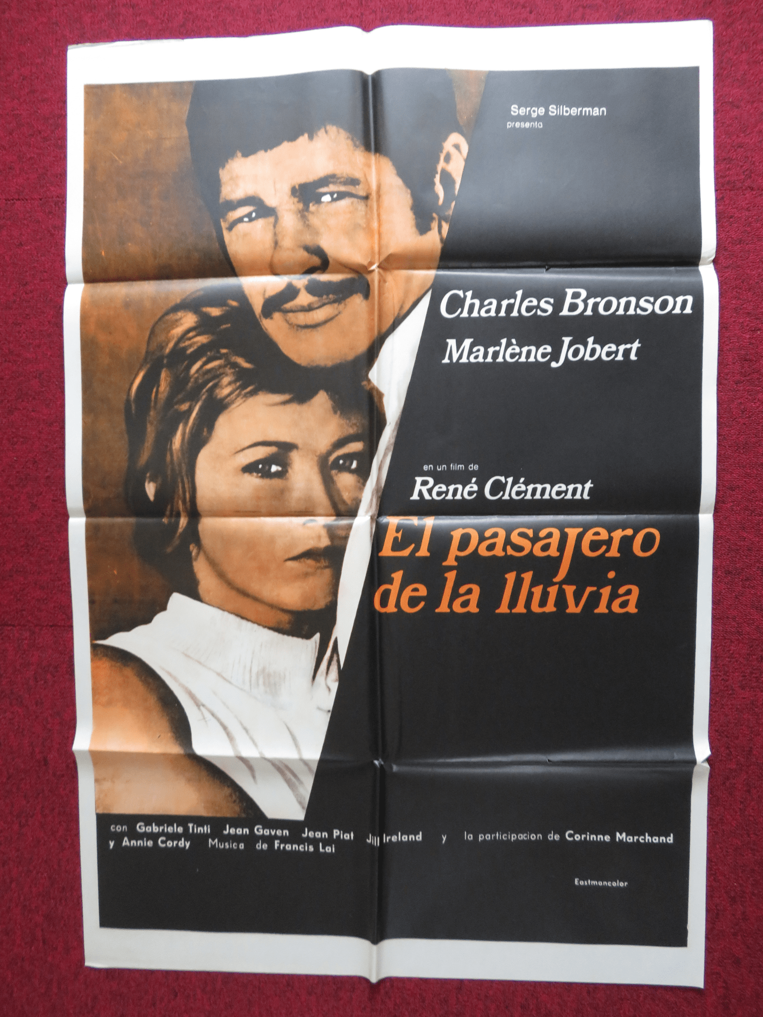 RIDER ON THE RAIN FOLDED ARGENTINA ONE SHEET POSTER CHARLES BRONSON 1970 Rendezvous Cinema Movie posters