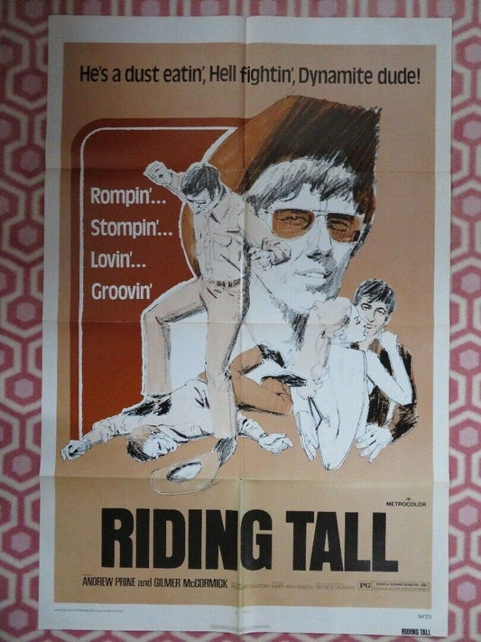 RIDING TALL / SQUARES US ONE SHEET POSTER ANDREW PRINE 1974 Movie posters