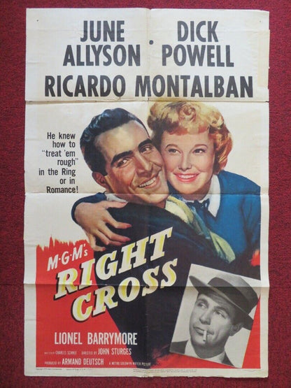 RIGHT CROSS FOLDED US ONE SHEET POSTER JUNE ALLYSON DICK POWELL 1950 Movie posters