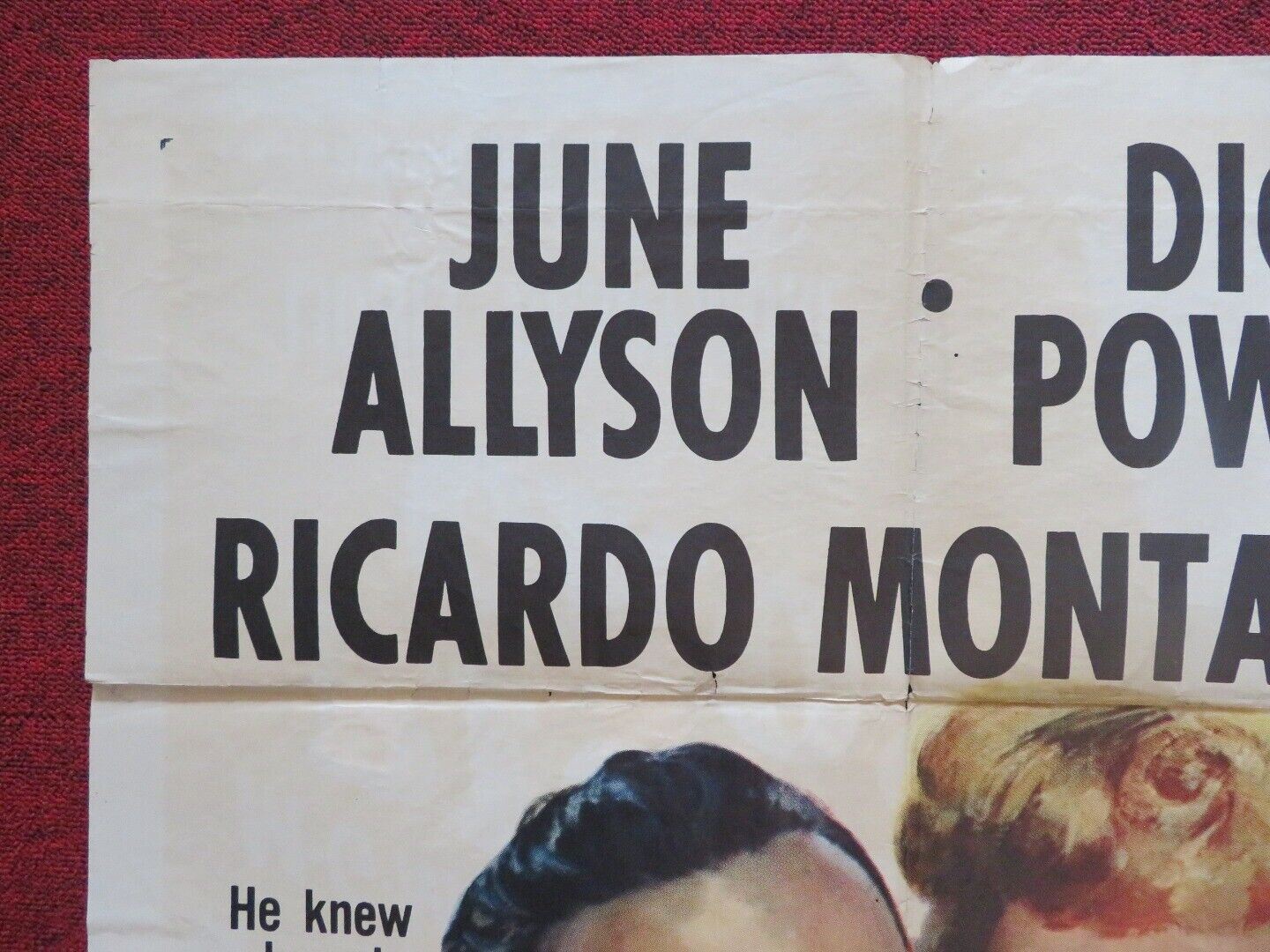 RIGHT CROSS FOLDED US ONE SHEET POSTER JUNE ALLYSON DICK POWELL 1950 Movie posters