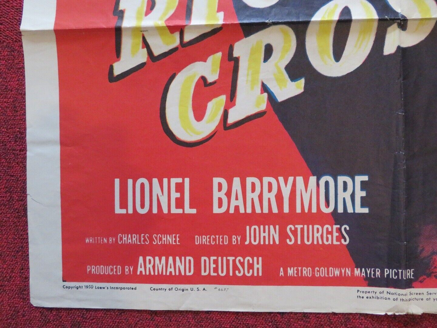 RIGHT CROSS FOLDED US ONE SHEET POSTER JUNE ALLYSON DICK POWELL 1950 Movie posters